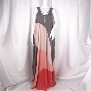 Halston Heritage Asymmetrical Colorblock Gown SzM